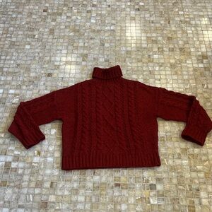 Carbon38 Cozy Turtleneck Cable Knit Sweater - Deep Red - NWOT - never worn